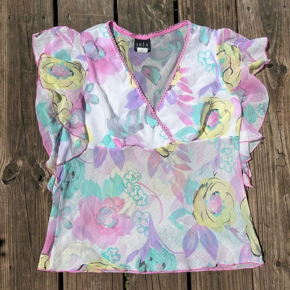 Vintage Sheer Spring Flowy Blouse